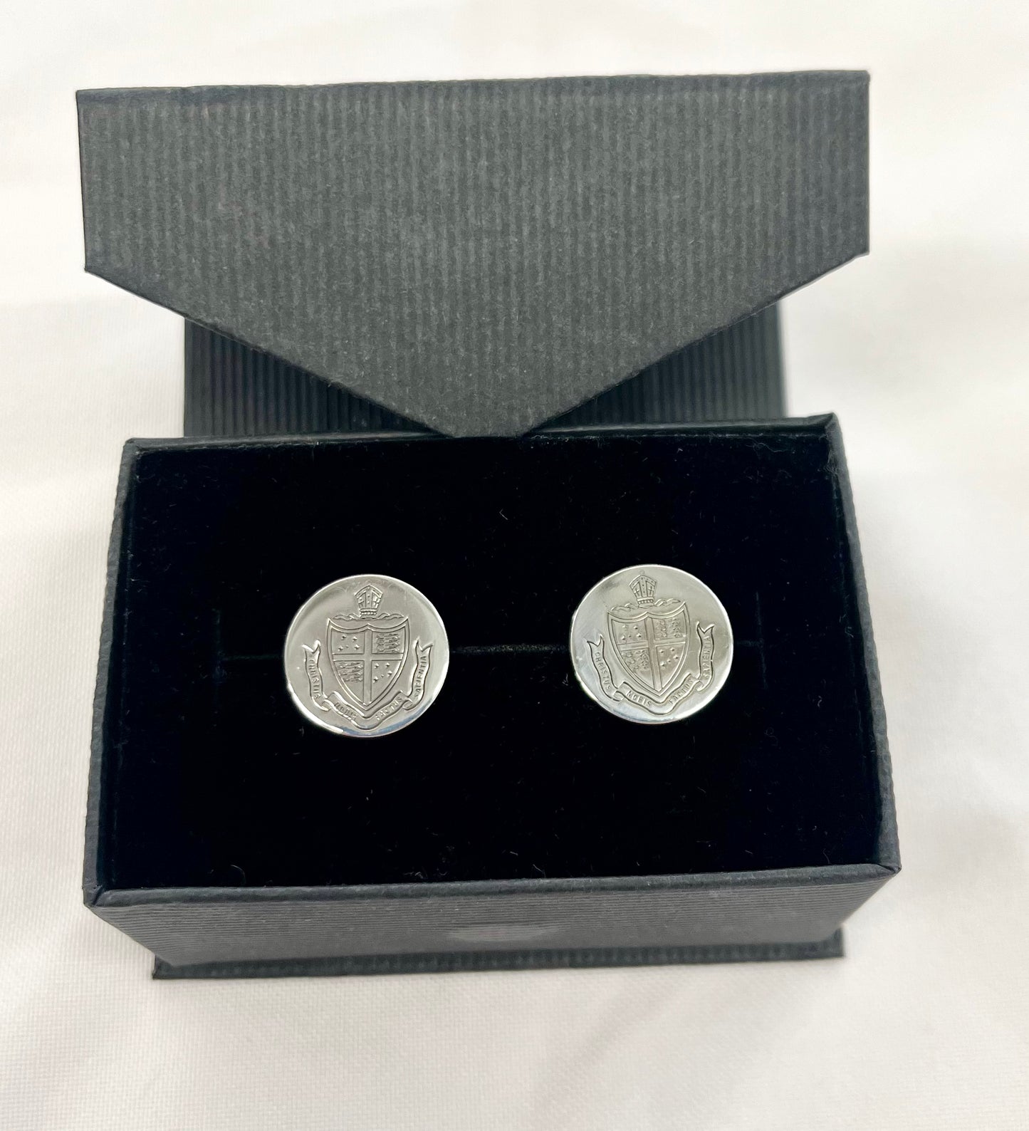 Silver and round Cuff Links